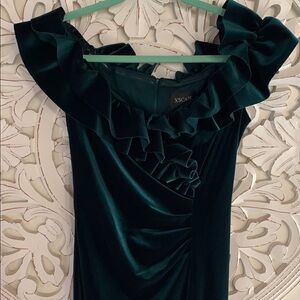 Xscape Velvet Maxi Dress in Deep Green